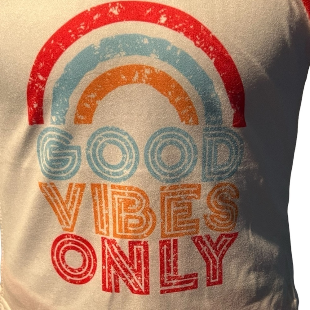 Good Vibes Only Tie Dyed Rainbow Red Blue Orange Shirt and Pant Set - Picture 3 of 4